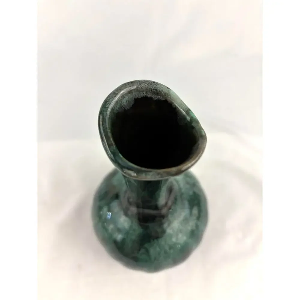 Vintage Blue Mountain Glazed Pottery Bud Table Vase‎ 8" Green Blue - Picture 15 of 15